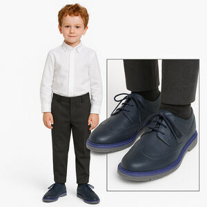 Paul Smith Junior Navy Leather Brogue Shoes Wingtip Dress Shoes Boys EU 34 / US